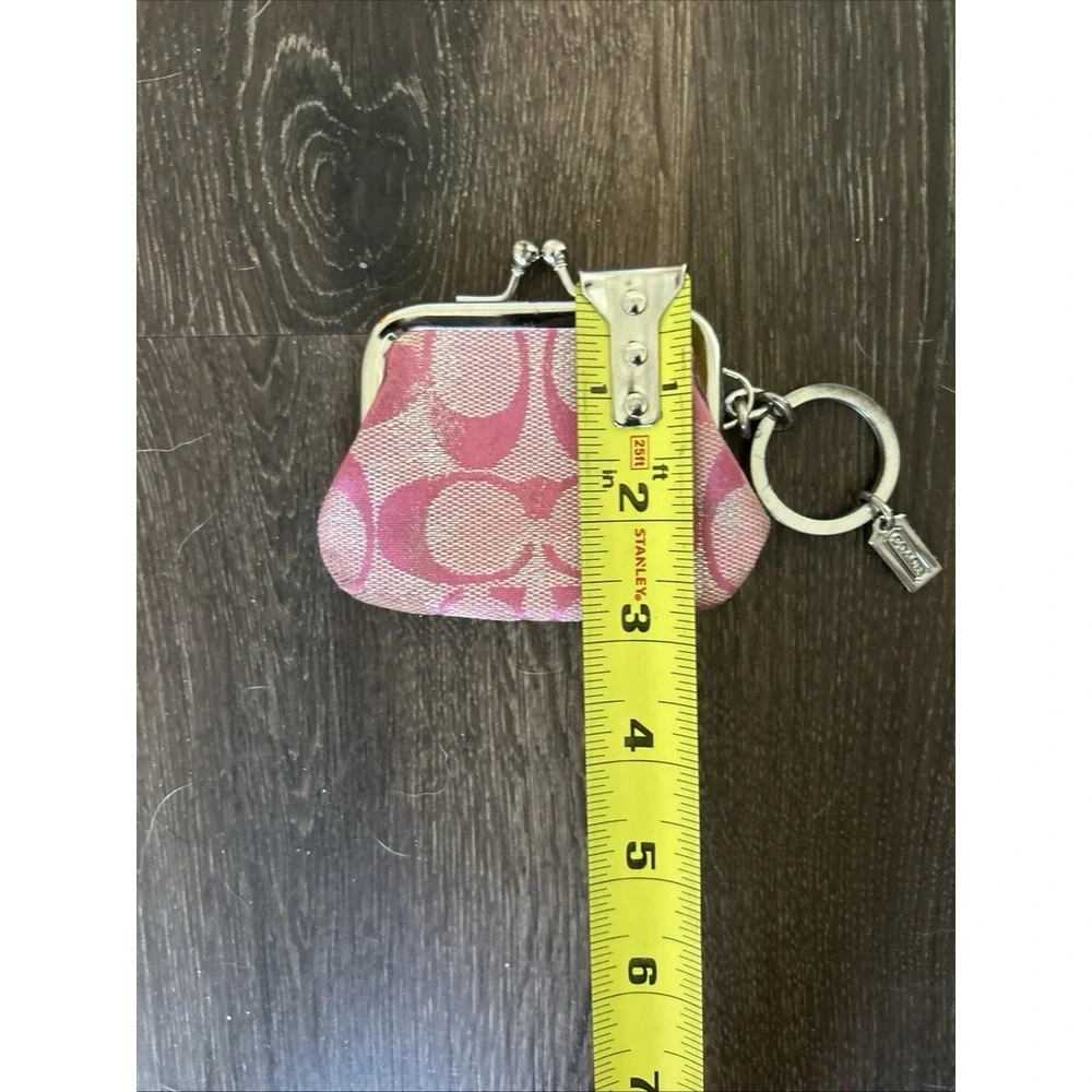 Vintage‎ Coach Ltd Ed Optic Mini Pink Kisslock Signature Coin Purse Rare SO CUTE